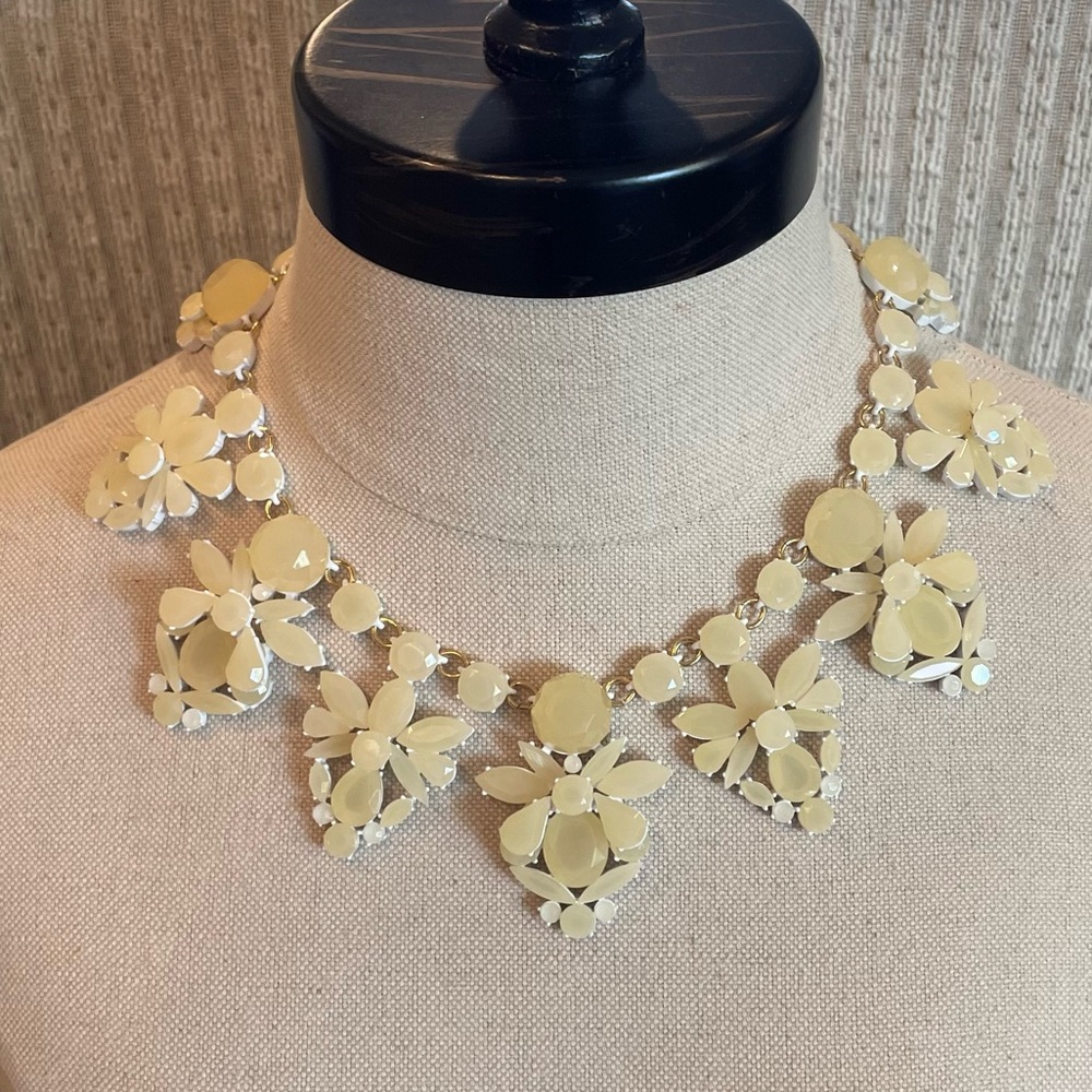 J Crew Cream White Stacked Translucent Fan Necklace